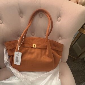 Hana Medium Faux Suede Tote Bag - Brown